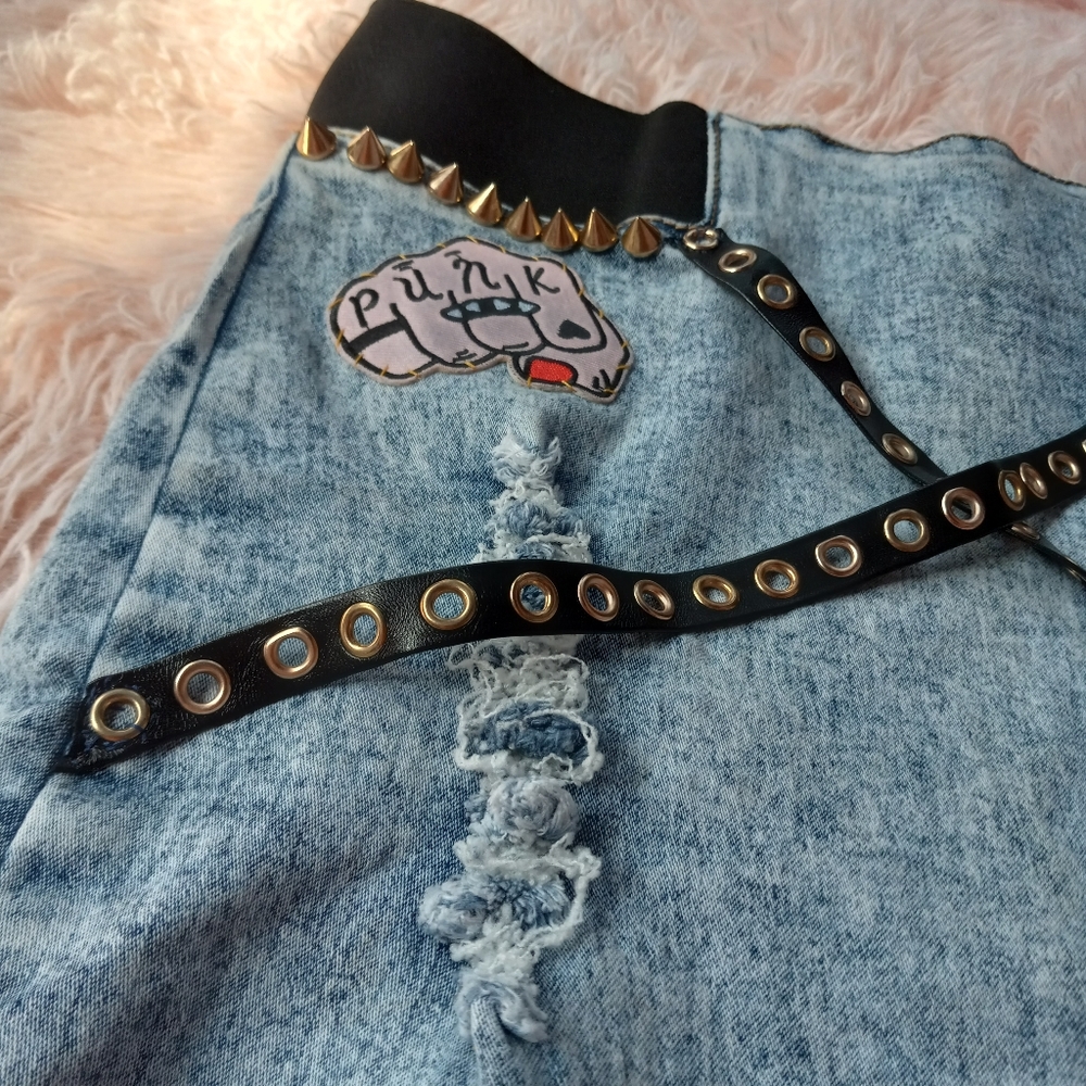 Nicki Minaj retro 80s aesthetic acid washed custom punk skirt- SOLD@hosted store - Picture 12 of 16